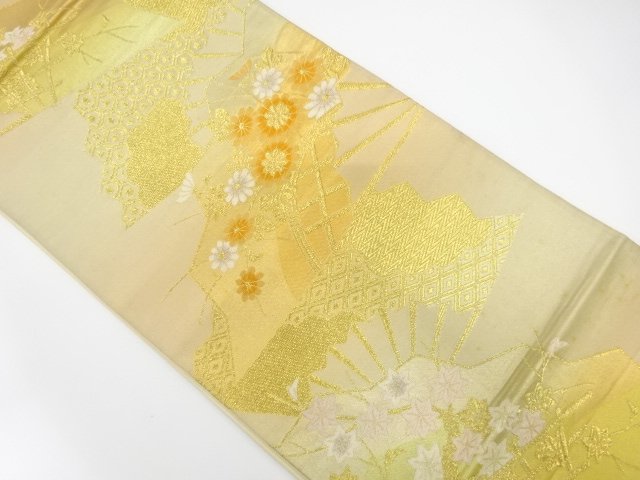 アンティーク　菊に楓模様織り出し袋帯（材料）